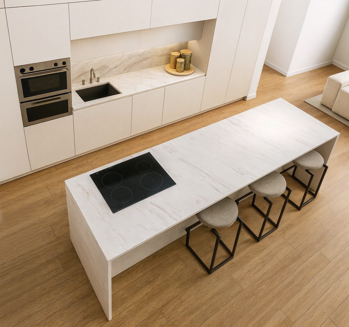 Cozinha R/C — ilha em mármore