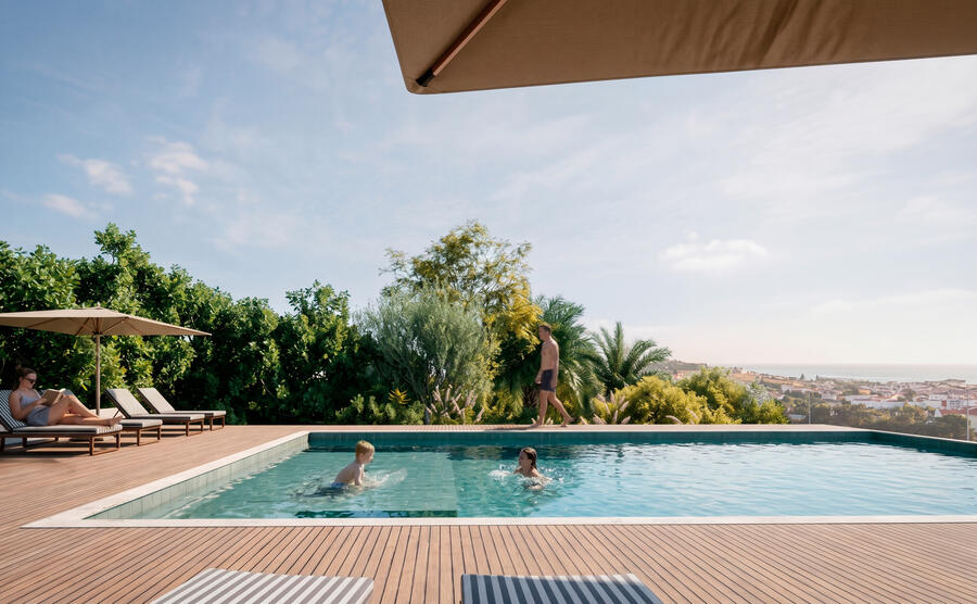 Piscina e jardim comum
