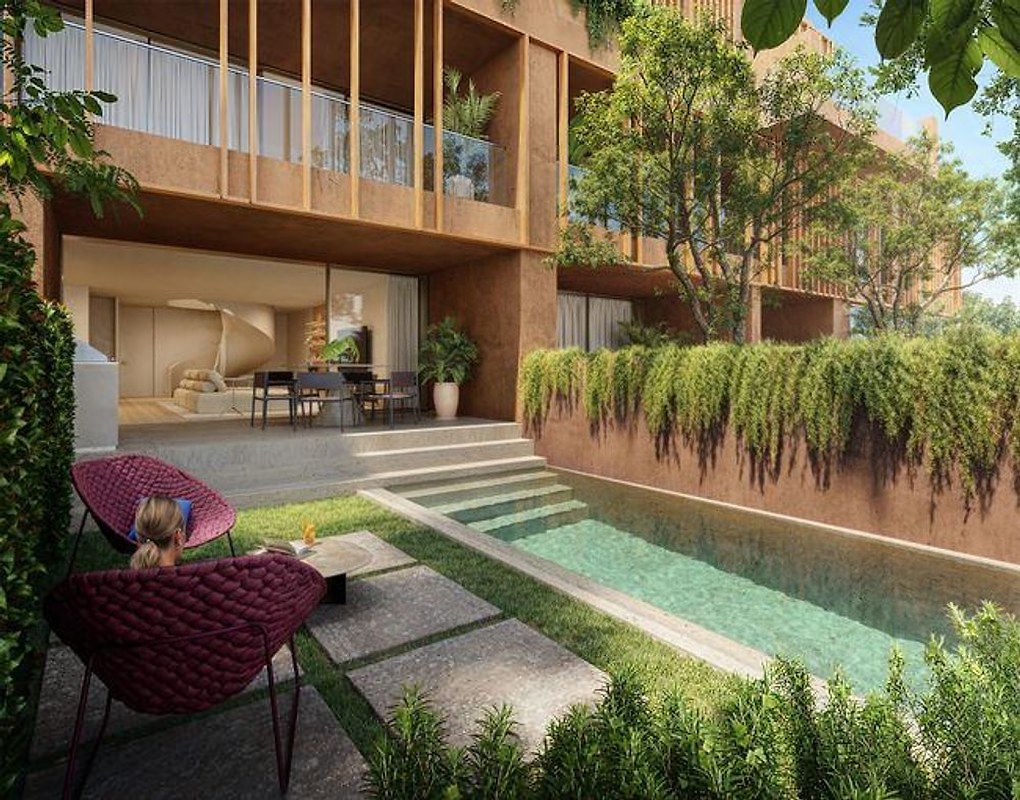 Render — jardim do duplex T4