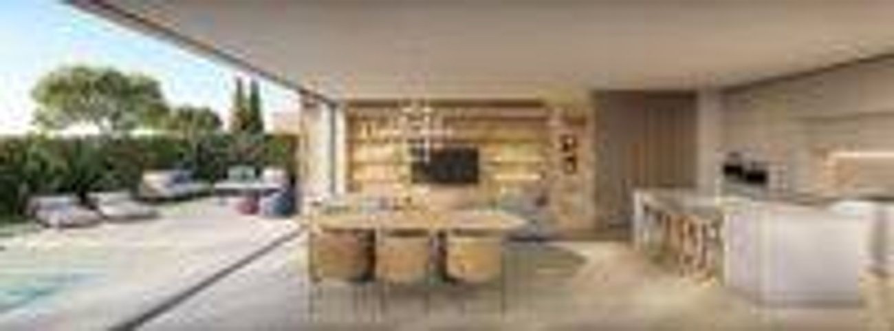 Render — cozinha e zona exterior