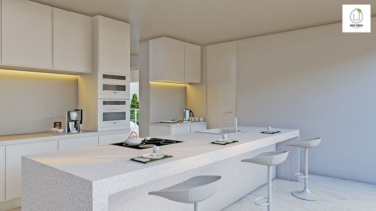Render — cozinha com ilha